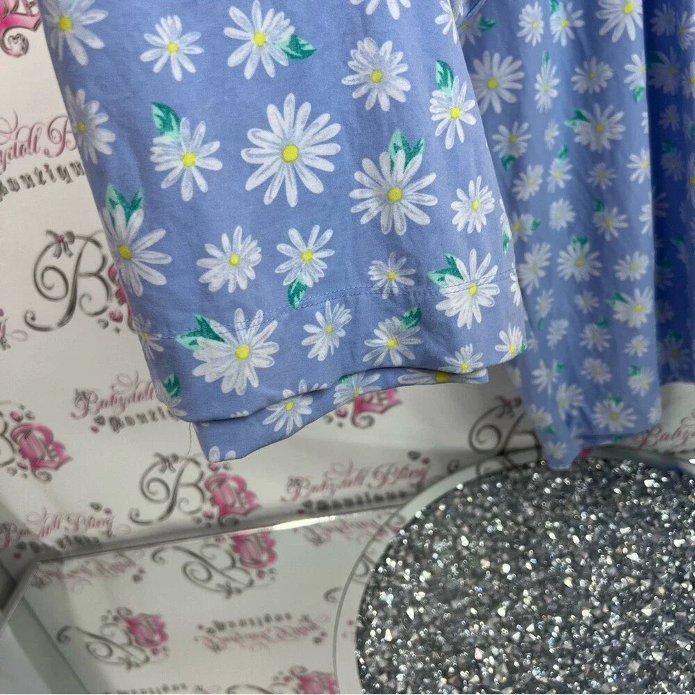 George pants daisy 🌼 flowers grey waist band Light Blue Floral Pajama Pants